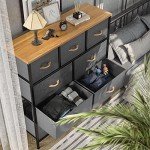 YITAHOME 9-Drawer Fabric Dresser in Dark Grey