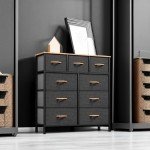 YITAHOME 9-Drawer Fabric Dresser in Dark Grey