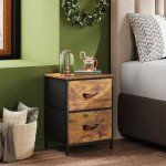 WLIVE Rustic Brown 2-Drawer Night Stand