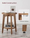 Small Round End Table with Shelf - Rustic Walnut