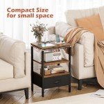 Rustic Brown Nightstand with Charging Station