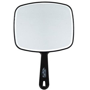 Stylish Black Hand Mirror with Handle, 6.3" x 9.6