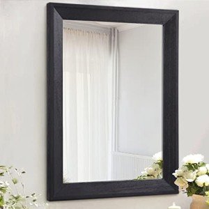 Black Rectangle Wall Mirror with Wooden Frame