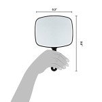 Stylish Black Hand Mirror with Handle, 6.3" x 9.6