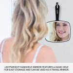 Stylish Black Hand Mirror with Handle, 6.3" x 9.6
