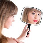Stylish Black Hand Mirror with Handle, 6.3" x 9.6
