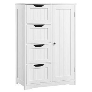 White Wooden Storage Cabinet with Drawers & Cupboard