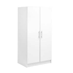 32" White Wardrobe Closet with Hanging Rail