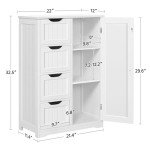 White Wooden Storage Cabinet with Drawers & Cupboard