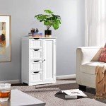 White Wooden Storage Cabinet with Drawers & Cupboard