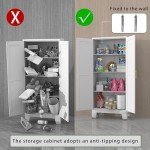 Metal Pantry Cabinet with Adjustable Shelves and Gold Handles