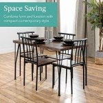 5-Piece Modern Metal and Wood Dining Set