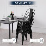 Set of 4 Metal Stackable Dining Chairs