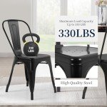 Set of 4 Metal Stackable Dining Chairs