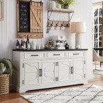 66" Off White Buffet Sideboard with Storage Drawers