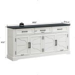 66" Off White Buffet Sideboard with Storage Drawers