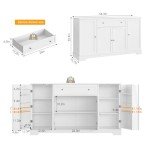 Modern 54" White Buffet Cabinet with Storage