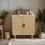 Rattan-Decorated Sideboard Buffet Storage Cabinet