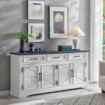 66" Off White Buffet Sideboard with Storage Drawers