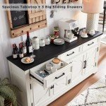 66" Off White Buffet Sideboard with Storage Drawers