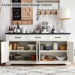 66" Off White Buffet Sideboard with Storage Drawers