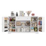 Modern 54" White Buffet Cabinet with Storage