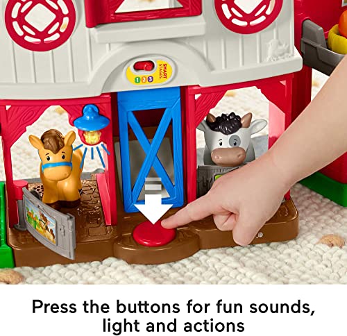 Fisher-Price Little People Caring for Animals Farm Playset with Smart Stages Learning Content for Toddlers and Preschool Kids