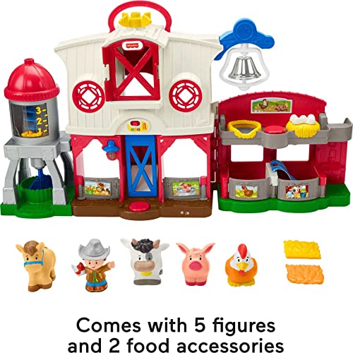 Fisher-Price Little People Caring for Animals Farm Playset with Smart Stages Learning Content for Toddlers and Preschool Kids