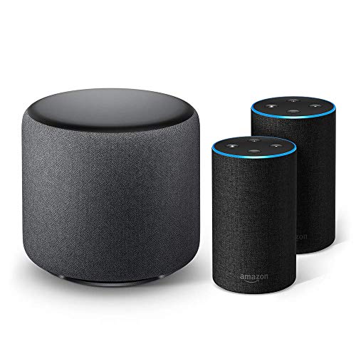 Echo Sub Bundle with 2 Echo (2nd Gen) Devices - Charcoal Fabric