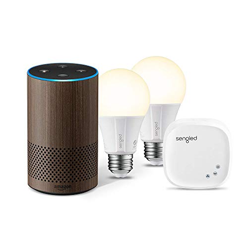 Echo (2nd Generation) - Walnut Finish with 2 Smart Bulb Kit by Sengled
