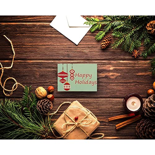 36-Pack Merry Christmas Greeting Cards Bulk Box Set - Retro Inspired Winter Holiday Xmas Greeting Cards with Festive Christmas Ornament Designs, Envelopes Included, 4 x 6 Inches
