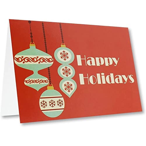36-Pack Merry Christmas Greeting Cards Bulk Box Set - Retro Inspired Winter Holiday Xmas Greeting Cards with Festive Christmas Ornament Designs, Envelopes Included, 4 x 6 Inches