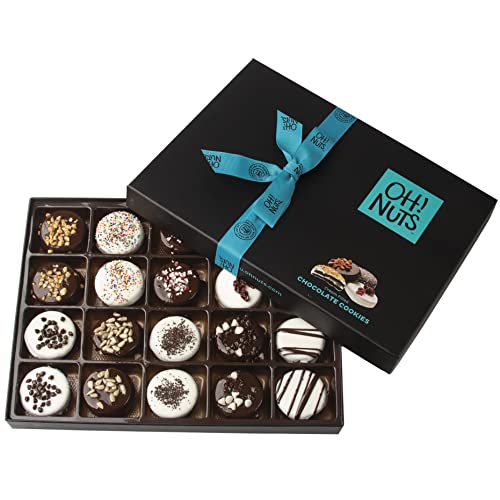 Fathers Day Chocolate Covered Cookie Gift Baskets | 20 Variety Gourmet Assortment Sandwich Cookies | Prime Elegant Box Gifts for Birthday, Anniversary, Holiday Season, Mom, Dad - Oh! Nuts