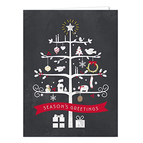 Celebrate the Season Chalkboard Christmas Card Assortment Pack / 25 Greeting Cards Set / 5 Holiday Designs Versed Inside With White Envelopes