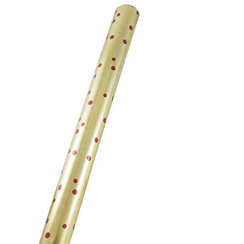 JAM PAPER Gift Wrap - Christmas Foil Wrapping Paper - 25 Sq Ft - Gold Holly - Roll Sold Individually