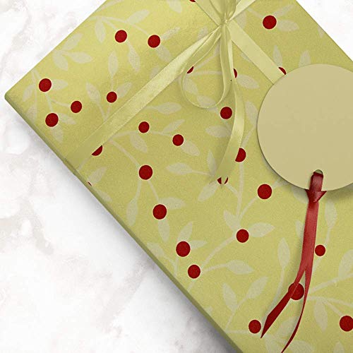 JAM PAPER Gift Wrap - Christmas Foil Wrapping Paper - 25 Sq Ft - Gold Holly - Roll Sold Individually