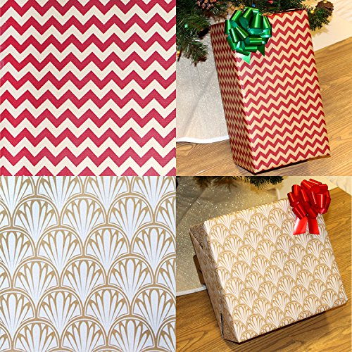 6 Rolls Kraft Gift Wrapping Paper (30 " X 156 ") for Holiday Xmas Gift Wrap, Gift Wrapping ChristmasDecoration, Birthday Gift, Wedding and Party Favors