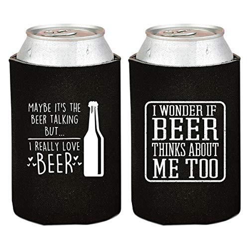 Funny Beer Can Coolers - 8 Pack Party Favor Drink Coolers - Valentine's Day Gift for Men, Bachelor Parties - Novelty Beverage Insulators with Clever Jokes and Sayings for Beer Drinking Man