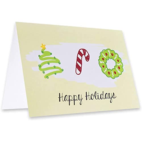 Christmas Happy Holiday Cards with Envelopes, 6 Doodle Graphics (4x6 In, 36 Pack)