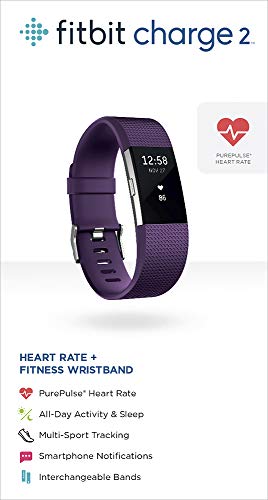 Fitbit Charge 2 Heart Rate + Fitness Wristband, Plum, Large (US Version)