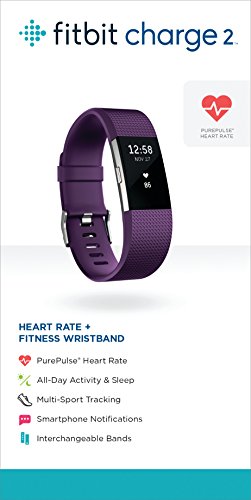 Fitbit Charge 2 Heart Rate + Fitness Wristband, Plum, Large (US Version)