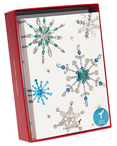 Papyrus Holiday Cards Boxed with Envelopes, Warmest Wishes, Glitter-Free Snowflake