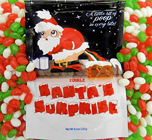 Santa's Surprise Stocking Stuffer Poop Candy (Christmas Jelly Beans - 8.3oz) 1/2 LB - Lump of Coal Alternative - Naughty or Nice Christmas Gag Gift (1 Pack)
