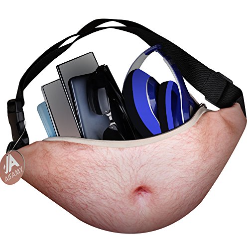 A AIFAMY 3D Dad Beer Belly Fanny Pack Waist Pocket Funny Gag Gifts for Christmas, White Elephant Gift Exchange