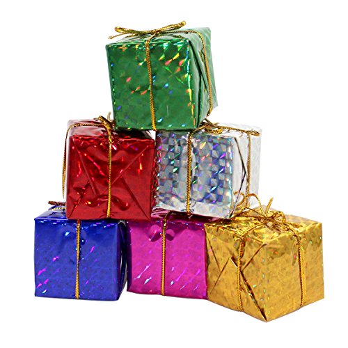 Gift Boxes Assorted Colors Miniature 2 Inches Fonxian 24pcs Foil Christmas Decoration Ornaments