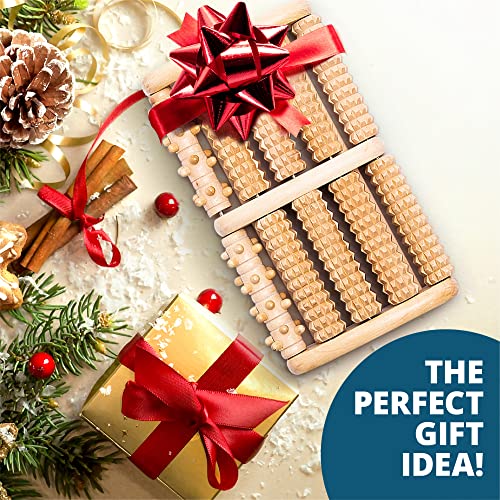 TheraFlow Foot Massager for Plantar Fasciitis Relief, Relaxation Gifts for Women, Men - Foot Roller for Foot Pain, Neuropathy, Heel Spur Pain, Stress Relief, Reflexology Tool - Wooden (Large)