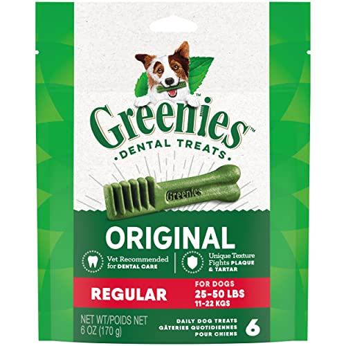 GREENIES Original Regular Natural Dental Care Dog Treats, 6 oz. Pack (6 Treats)