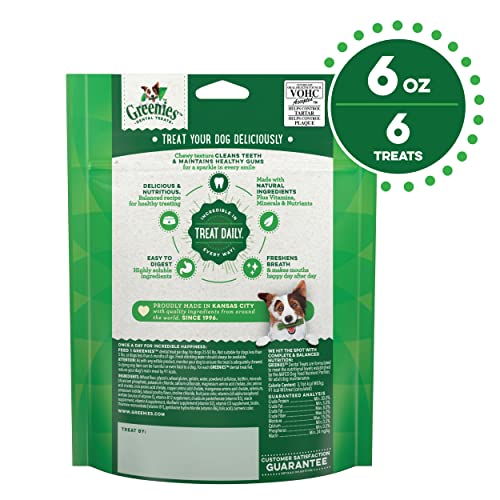GREENIES Original Regular Natural Dental Care Dog Treats, 6 oz. Pack (6 Treats)