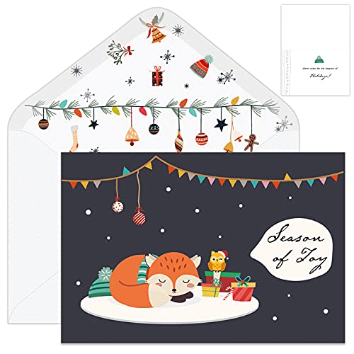 BGTCARDS Christmas Cards - 36 Happy Holiday Cards with Envelopes Cute Animals Holiday Greeting Cards Bulk Set Box Christmas Cards Assortment 4"x6" for Everyone on Your Christmas List