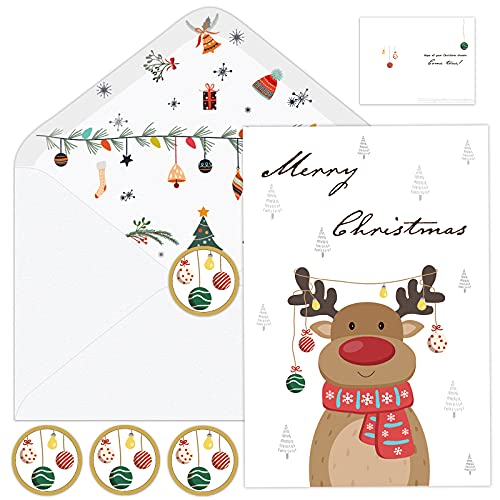 BGTCARDS Christmas Cards - 36 Happy Holiday Cards with Envelopes Cute Animals Holiday Greeting Cards Bulk Set Box Christmas Cards Assortment 4"x6" for Everyone on Your Christmas List